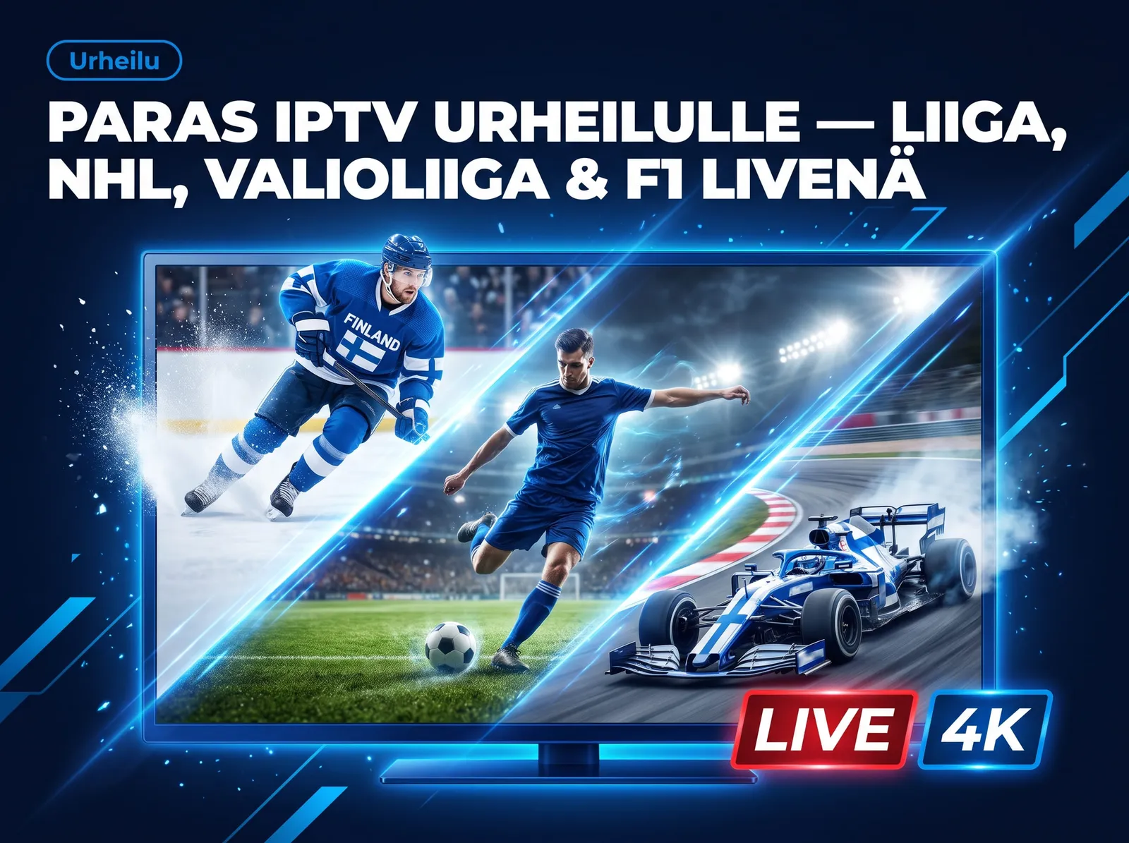 Jääkiekko-ottelu 4K-laatuisena suurelta televisioruudulta katsottuna