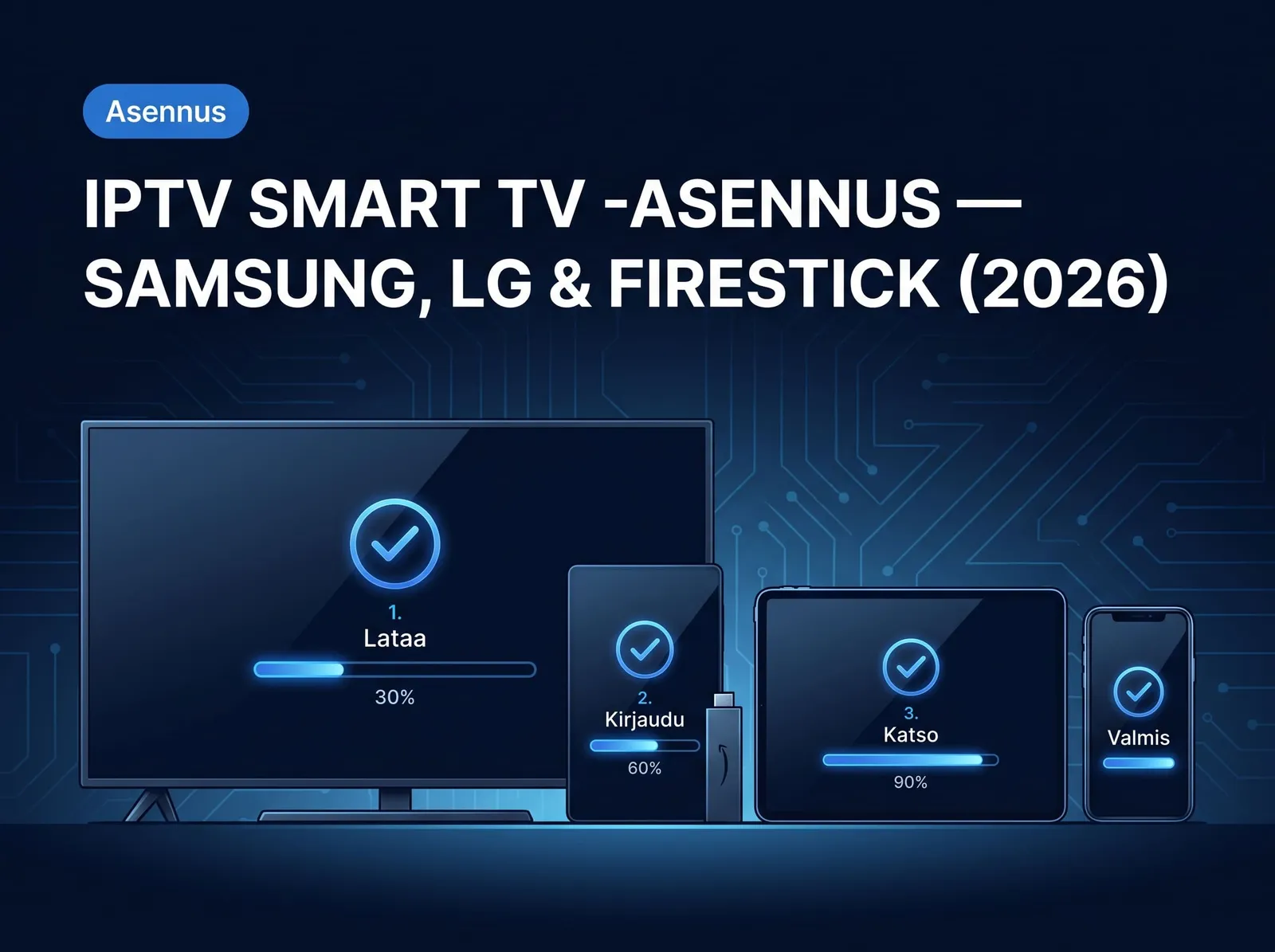 Käsi ja kaukosäädin, jolla asennetaan IPTV-sovellusta Smart TV:n sovelluskaupasta